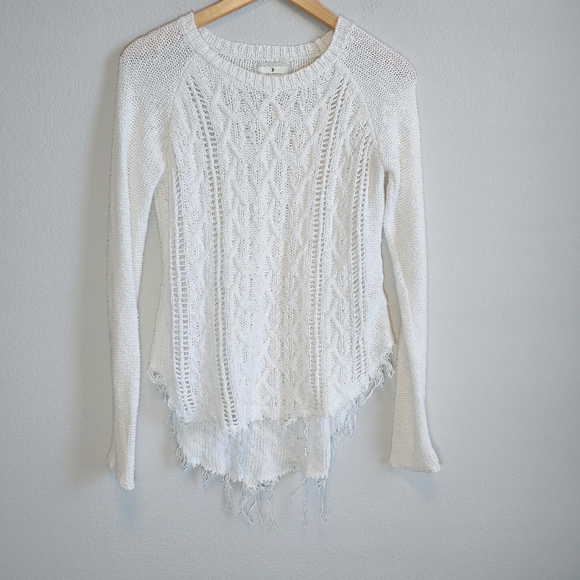 Anthropologie Sweaters - Ruby Moon Anthropologie Frayed High-Low Hem Knit Sweater Sz S